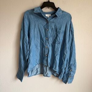 NWT Haven Well Within Blue Chambray Button Down Oversized Blouse Womens M